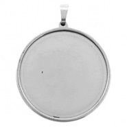 Stainless Steel findings setting for 35mm cabochon Antique Silver