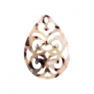 Resin pendants drop baroque 38x27mm Mixed Beige Brown