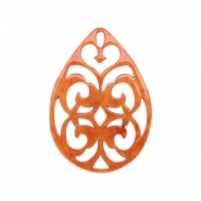 Resin pendants drop baroque 38x27mm Flame Orange