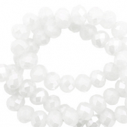 Top faceted beads 6x4mm disc White-Pearl Shine Coating
