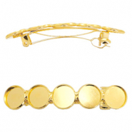 Settings hairpin metal for 5 cabochons 12 mm Gold