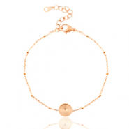 Polaris Steel bracelet with setting for 7mm cabochon / Swarovski SS34 ball Rose Gold
