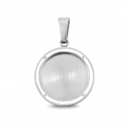 Polaris Steel charm with setting for 12mm cabochon Silver