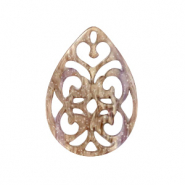 Resin pendants drop baroque 38x27mm Sugar Almond Taupe