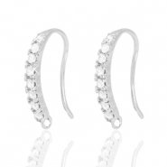 Brass TQ metal earrings rhinestones Silver