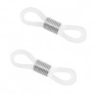 Stainless steel findings rubber loop ends Transparent-Silver