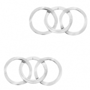 Stainless steel charms/connector triple circle Silver