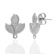 Stainless steel earrings/earpin oval with loop Silver