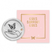 Girls Support Girls DQ European metal charms connector Antique Silver (nickel free) donation of 50% to Free a Girldonation of 50% to Free a Girl
