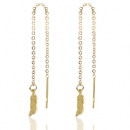 Stainless steel earrings feather Gold