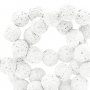 6 mm natural stone beads matt Lava White