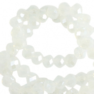 Top faceted beads 8x6mm disc Milky crystal-Pearl Shine Coating