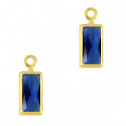 Crystal glass charms rectangle Royal Blue-Gold