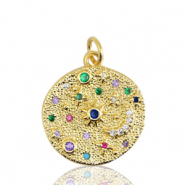 Brass TQ metal charms moon and star Gold