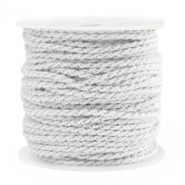 Macramé bead cord twisted 1.5mm Silver-White