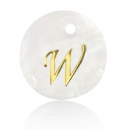 Shell pendants specials letter W Gold-White (natural colour)
