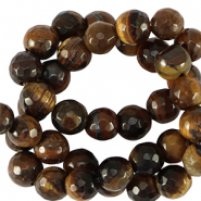 Natural stone beads Tigereye 6mm faceted polished Golden Brown