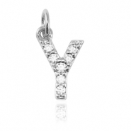Brass TQ metal charms initial Y Silver