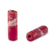 Natural stone beads tubes Red-Orange
