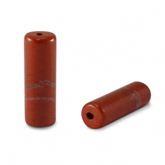 Natural stone beads Jasper tubes Rust Red