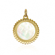 Stainless steel charms shell 12mm Gold-White (natural colour)