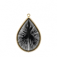 Crochet pendants with macram&eacute; bead cord drop Gold-Black