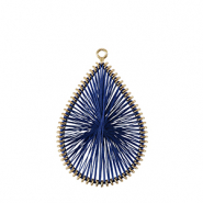 Crochet pendants with macram&eacute; bead cord drop Dark Blue