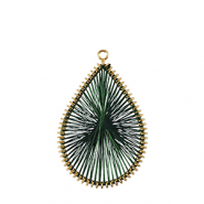 Crochet pendants with macram&eacute; bead cord drop Dark Green