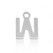Stainless steel charms initial W Silver