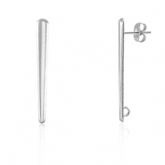 Stainless steel findings earrings / earpin oval with loop Silver