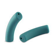 Acrylic tube beads matt Ocean Wave Green