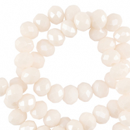 Top faceted beads 6x4mm disc Vanilla White-Pearl Shine Coating