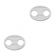DQ European metal charms connector oval Antique Silver (nickel free)