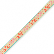 Ribbon text flowers Light Green-Paisley Purple