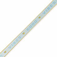 Ribbon text "good vibes" Ice Blue-Gold