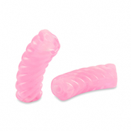 Acrylic tube beads twisted Transparent Pink