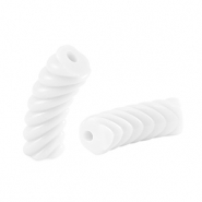 Acrylic tube beads twisted White
