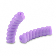 Acrylic tube beads twisted Purple