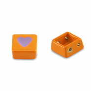 Tile beads square Orange-Paisley Purple