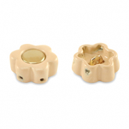 Tile beads flower Apricot Beige-Gold