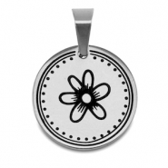 Stainless steel charms flower Silver