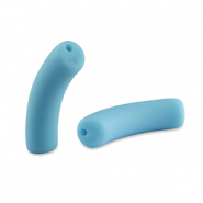 Acrylic tube beads matt Blue