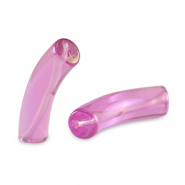 Acrylic tube beads Sheer Lilac-AB Coating