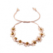 Top faceted bracelet flower Multicolour Pink-Topaz Brown