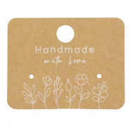 Jewellery cards "handmade with love" flowers Brown