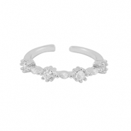 Brass TQ metal ring cubic zirconia Silver-Crystal