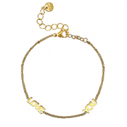 Stainless steel bracelets ''LOVE YOU'' Gold