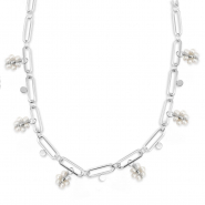 Stainless steel necklaces pearls Silver