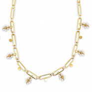 Stainless steel necklaces pearls Gold
