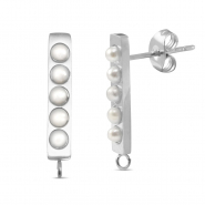 Stainless steel earrings / earpins pearls with loop Silver
